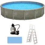 Blue Wave Trinity 27-ft Round 52-in Deep Steel Wall Pool Package with 7-in Top Rail (NB19914)