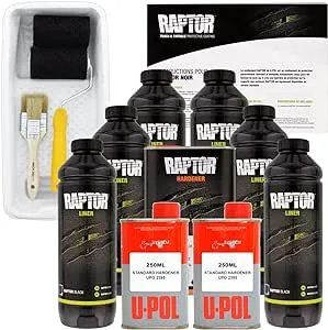 U-POL Raptor Tintable Urethane Spray-On Truck Bed Liner Kit with Included Roller, Tray & Brush, 6 Liters