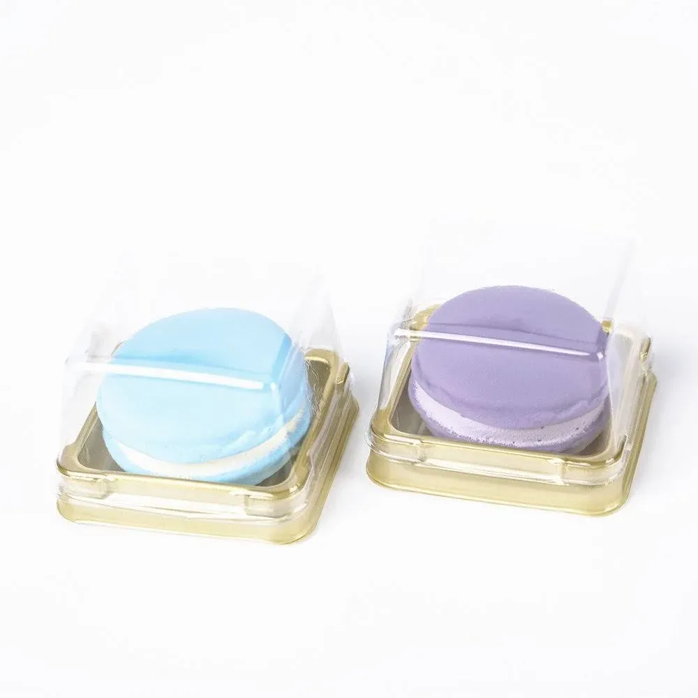 Single Clear Plastic Mooncake Box with Transparent Lids and Sealing 50G Gold