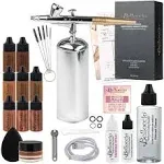 Belloccio Complete Cordless Handheld Airbrush Cosmetic Makeup System with 5 Dark Foundation Shades, 18-Piece Kit, Primer, Blush, Bronzer, Highlighter