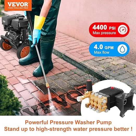 VEVOR Pressure Washer Pump 1" Shaft 4400 psi 4 GPM Horizontal Triplex Plunger New HZQZBHZ1INCH4AEKKV0