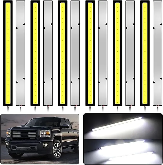 Linkstyle 12PCS 12V LED Interior Light Bar, Waterproof 28 LEDs COB Strip Light Super Bright for Truck Boat Bike RV（White）