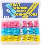 haisstronica 260pcs Heat Shrink Spade Connectors-Electrical Spade Wire Connectors-Quick Disconnect Connectors -Female and male Spade Terminlas for Wat