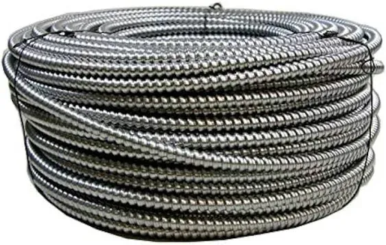 6/3 Metal Clad (MC) Cable with Ground, Aluminum Armored, Stranded Copper Conductors (25Ft Cut)