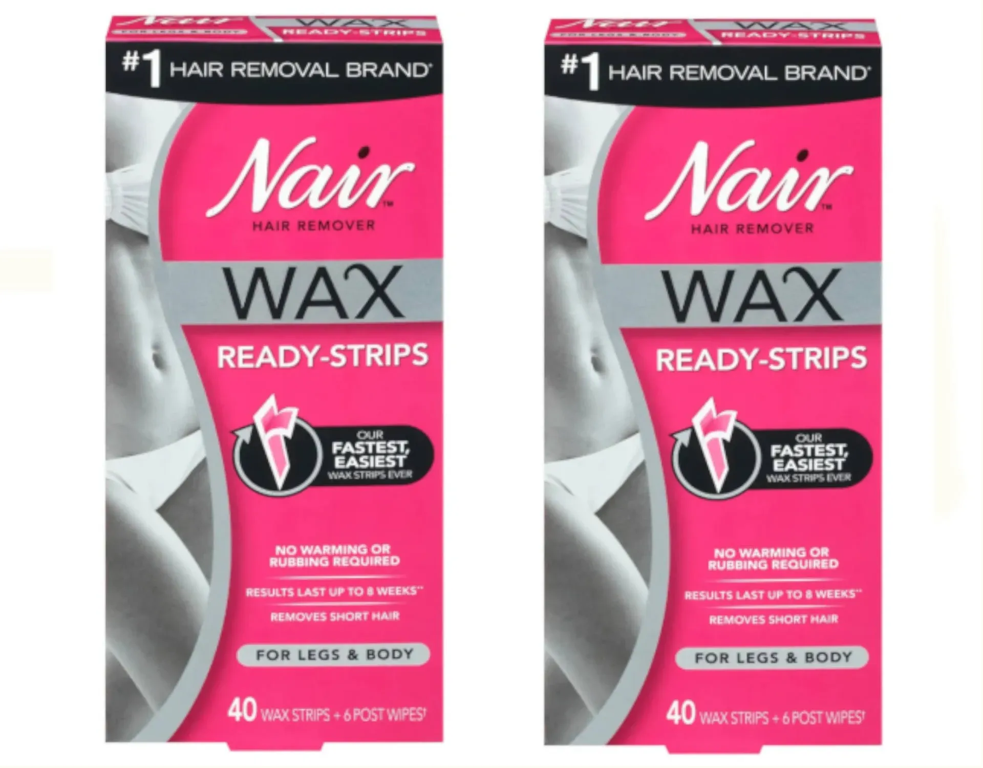 Nair Hair Remover Wax Ready-Strips 40 Count Legs/Body - 2 Pack