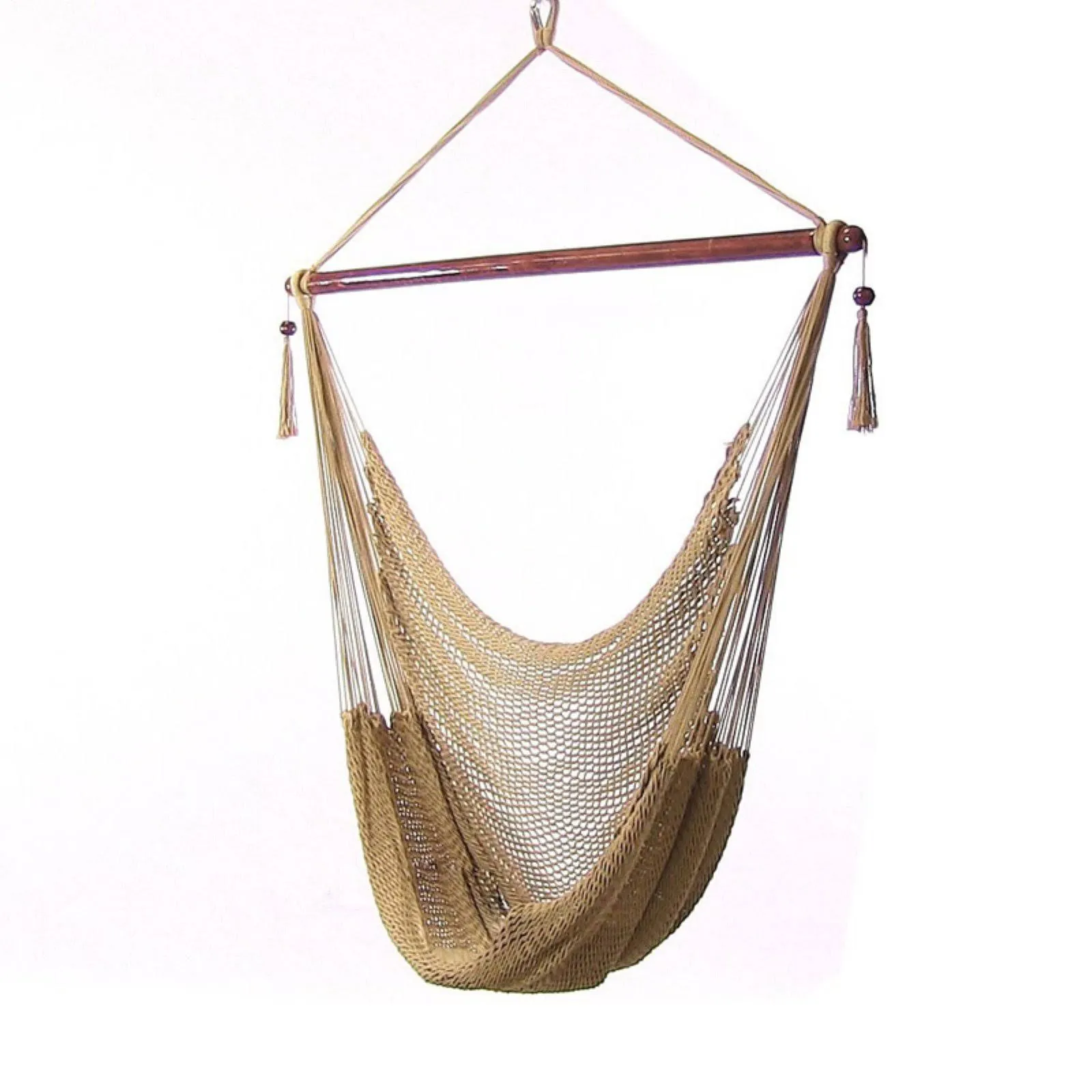 Sunnydaze Decor Hanging Caribbean Hammock Chair, Tan, XL