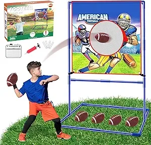 VATOS Football Toss Target Games with 4 Inflatable Footballs - Indoor Outdoor Backyard Throwing Sport Toy for Kids, Football Passing Targets Party Game for Boys Girls and Family Fun Play