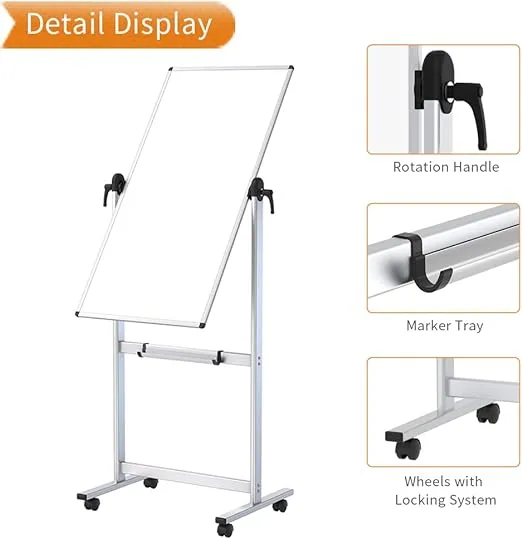 Viz-Pro Double-Sided Magnetic Mobile Whiteboard