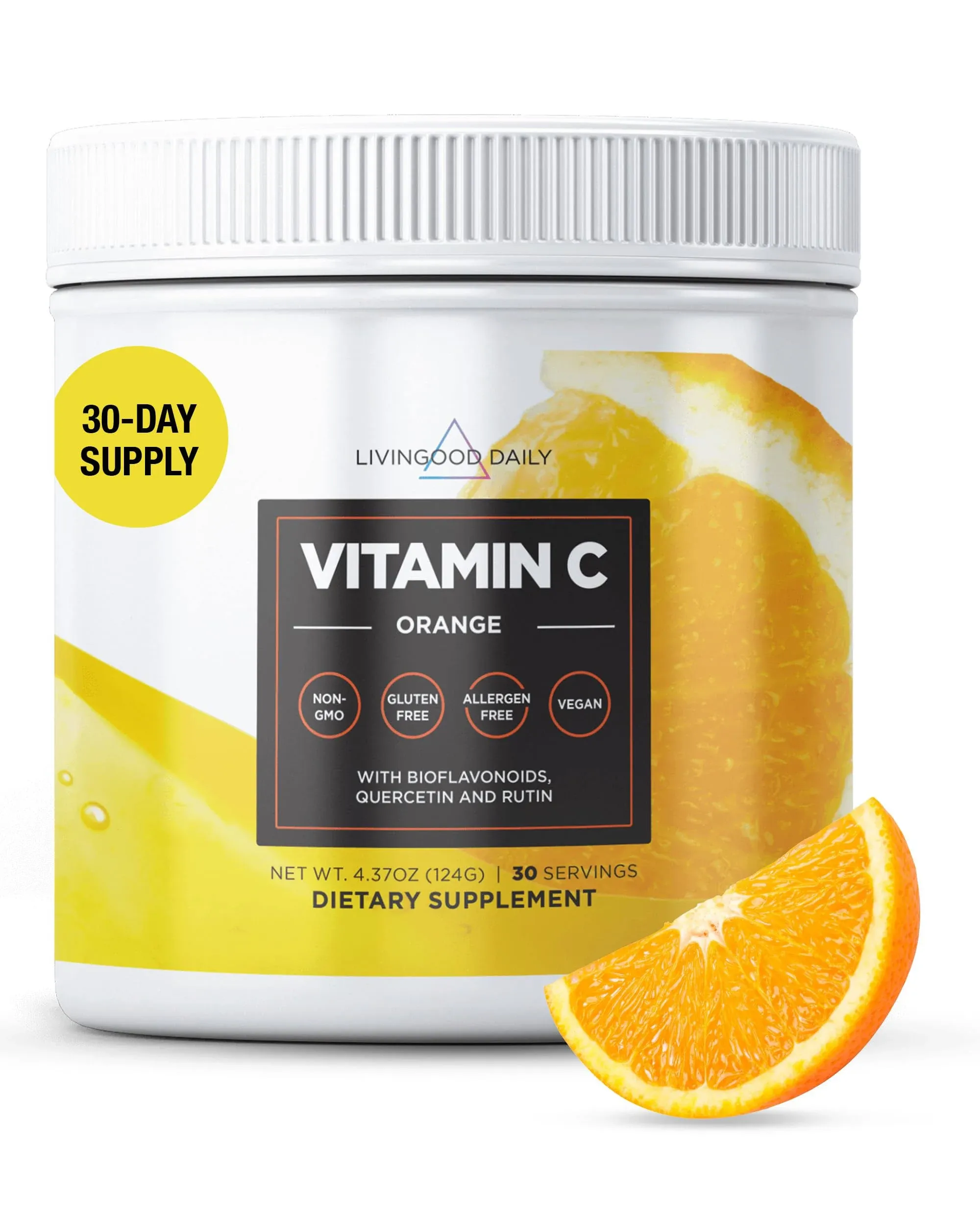 Livingood Daily High Dose Vitamin C Powder - 2,600mg Ascorbic Acid Vit C Powder with Quercetin, Citrus Bioflavonoids, Rutin and Potassium - Best