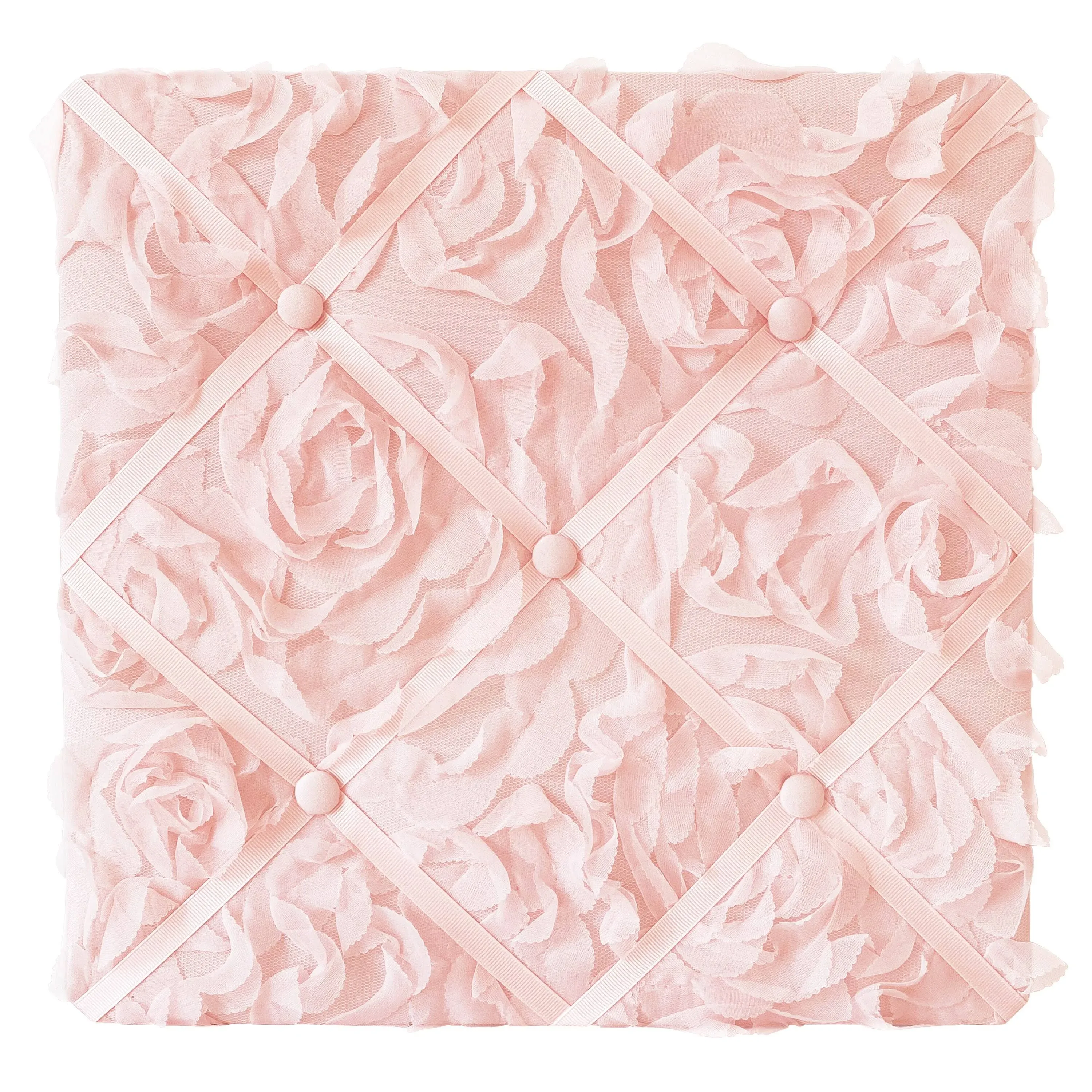 Sweet Jojo Designs Pink Floral Rose Fabric Memory Memo Photo Bulletin Board - Solid Light Blush Flower Luxurious Elegant