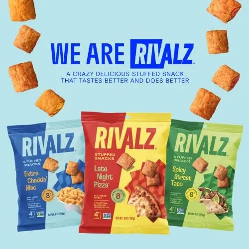 Rivalz Stuffed Snacks - 1.0 Oz Bags (Extra Chedda' Mac) - Delicious & Nutritious Veggie Snack Bites - Vegan, Gluten Free, & Non-GMO - Zero Added Sugar and Plant-Based Protein - Healthy Snacks for Adults and Kids - 15 Count