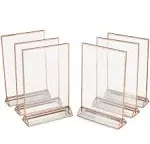 Clear Acrylic Double Sided Frames Display Holder with Vertical Stand and 3mm Rose Gold Border, 5 x 7-Inches (Pack of 6)