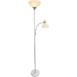 Simple Designs Floor Lamp With Reading Light - Silver