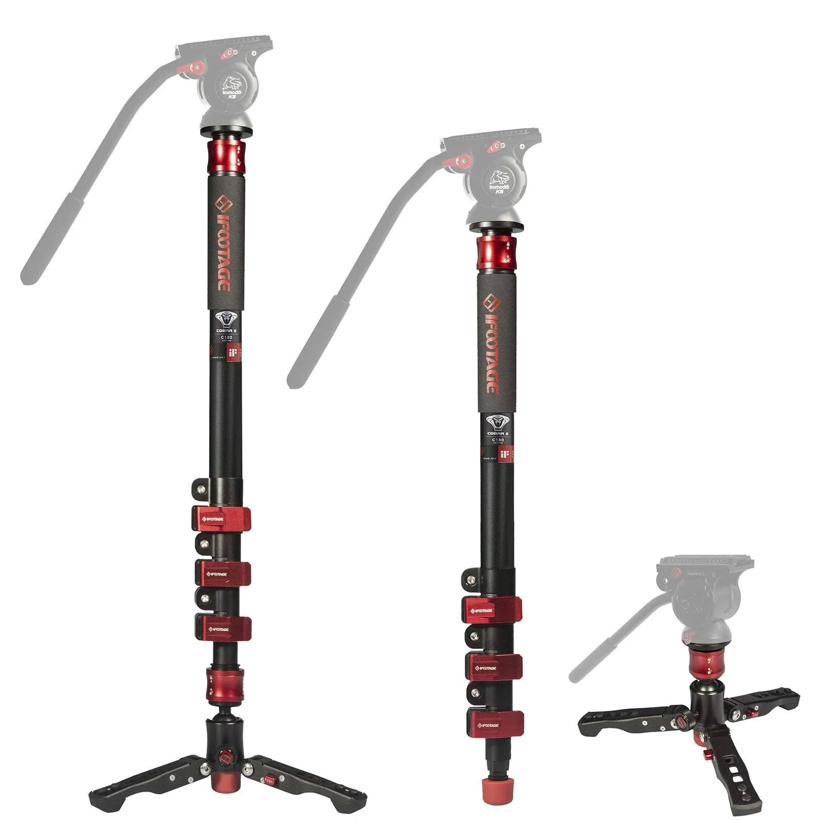 iFootage Cobra 2 C180-II 4-Section Carbon Fiber Monopod with Low-Profile Tripod