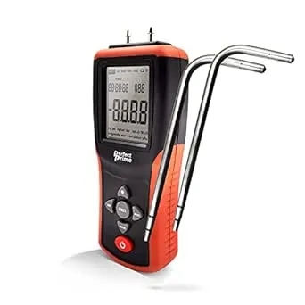 AR1890P2, Digital Air Pressure Manometer to Measure Gauge & Differential Pressure ±13.79kPa / ±2 psi / ±55.4 H2O with pair of 304 Stainless Steel Static Tube 5.13" x 2.34" Length