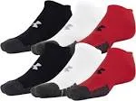 Under Armour Performance Tech No Show 6-Pack Socks L Red