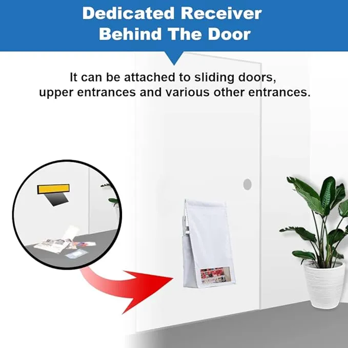 Wall Mount Mail Catcher Bag for Indoor Mail Organization - White