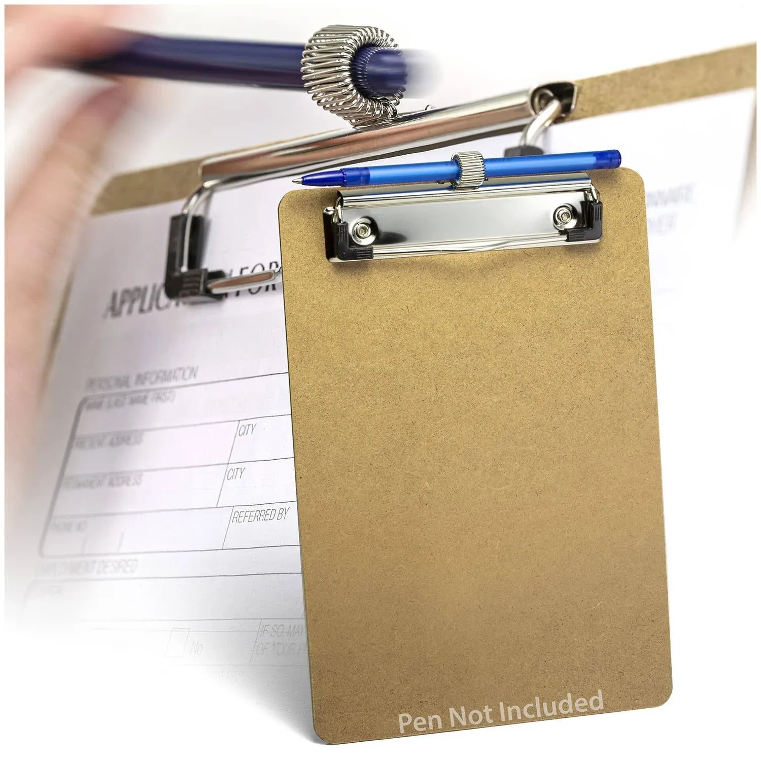 Officemate Wood Clipboard, Memo Size, Low Profile Clip with Pen Holder (83113)