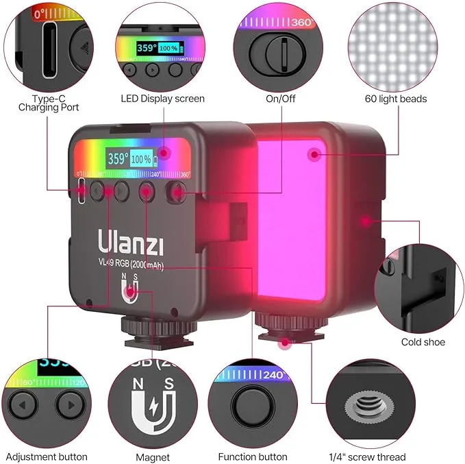 Ulanzi L2 COB RGB LED Magnetic Light Cube