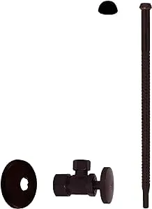 Westbrass Corrugated Supply Kit with Round Handle, 5/8" OD x 3/8" OD x 12", Oil Rubbed Bronze, D105K12-12