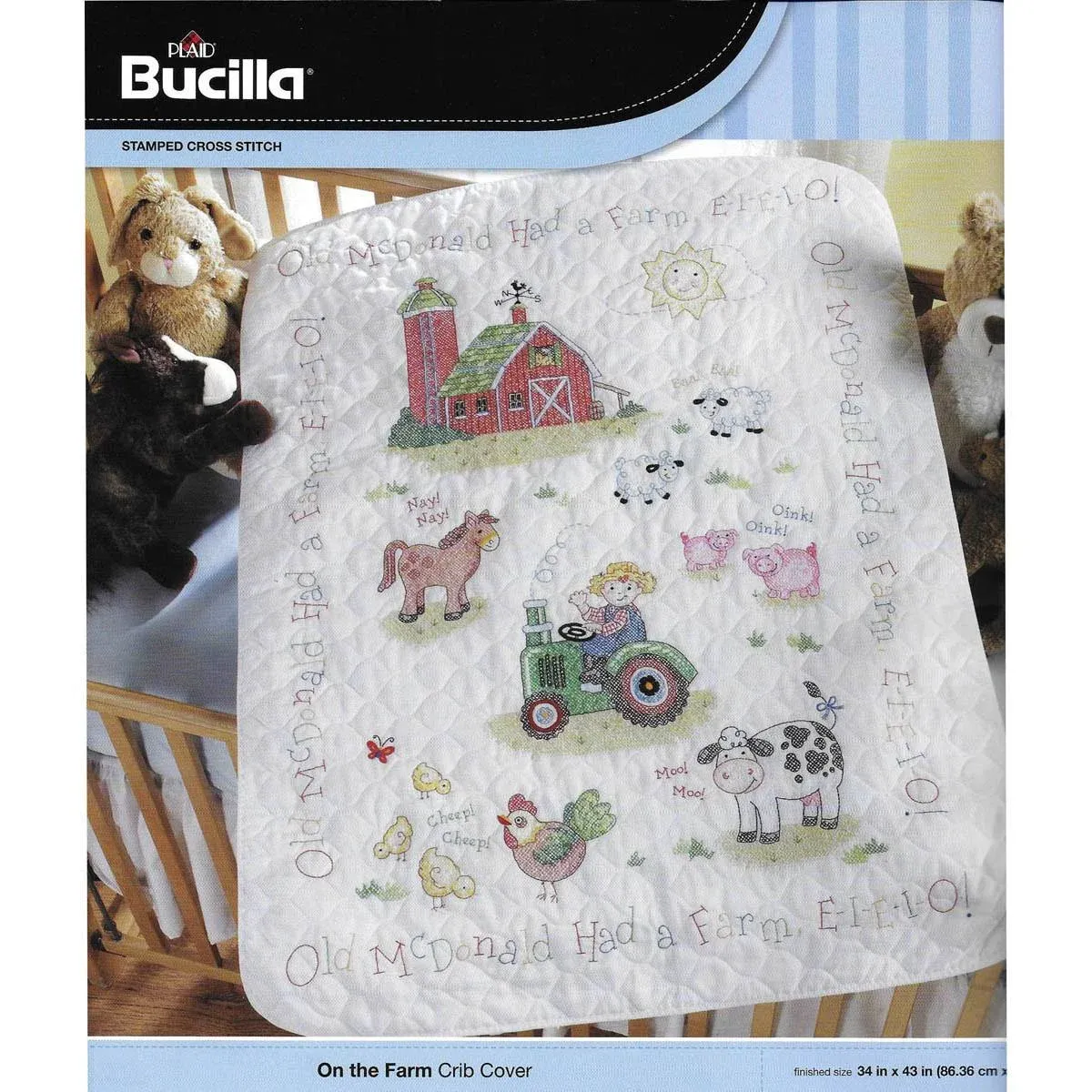 Bucilla Stamped Cross Stitch Crib Cover Kit