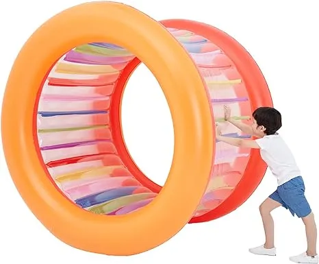 73" Diameter Inflatable Giant Colorful Rolling Wheel for Pool Outdoor Backyard Lawn