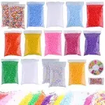 Slime Foam Beads Floam Balls – 18 Pack Microfoam Beads Kit 0.1-0.14 inch Micro Colors Rainbow Fruit Beads Craft Add ins Homemade DIY Kids Ingredients Flote Microbeads Supplies Mini Small