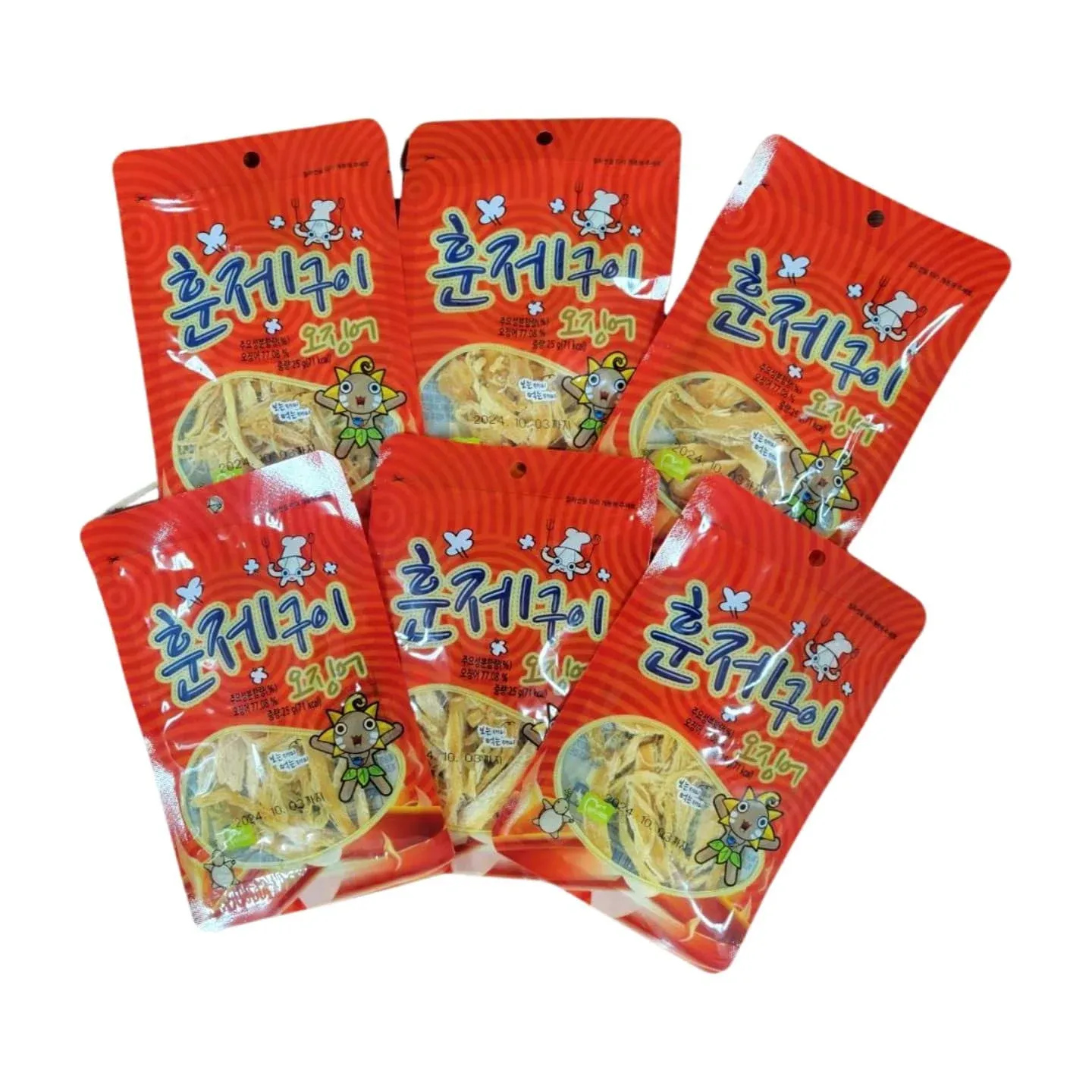 Tasty Dried Squid Snack(Smoked Flavored) 0.88oz X 6Bags - Made in Korea