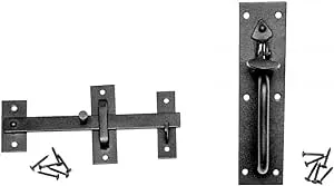 Renovators Supply Manufacturing Door Lock Latch 7 in. Black Iron Norfolk Thumb Door Latches Two Sided Colonial Locks with Mounting Hardware