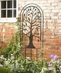 Plow & Hearth Metal Arched Garden Trellis with Tree of Life Design