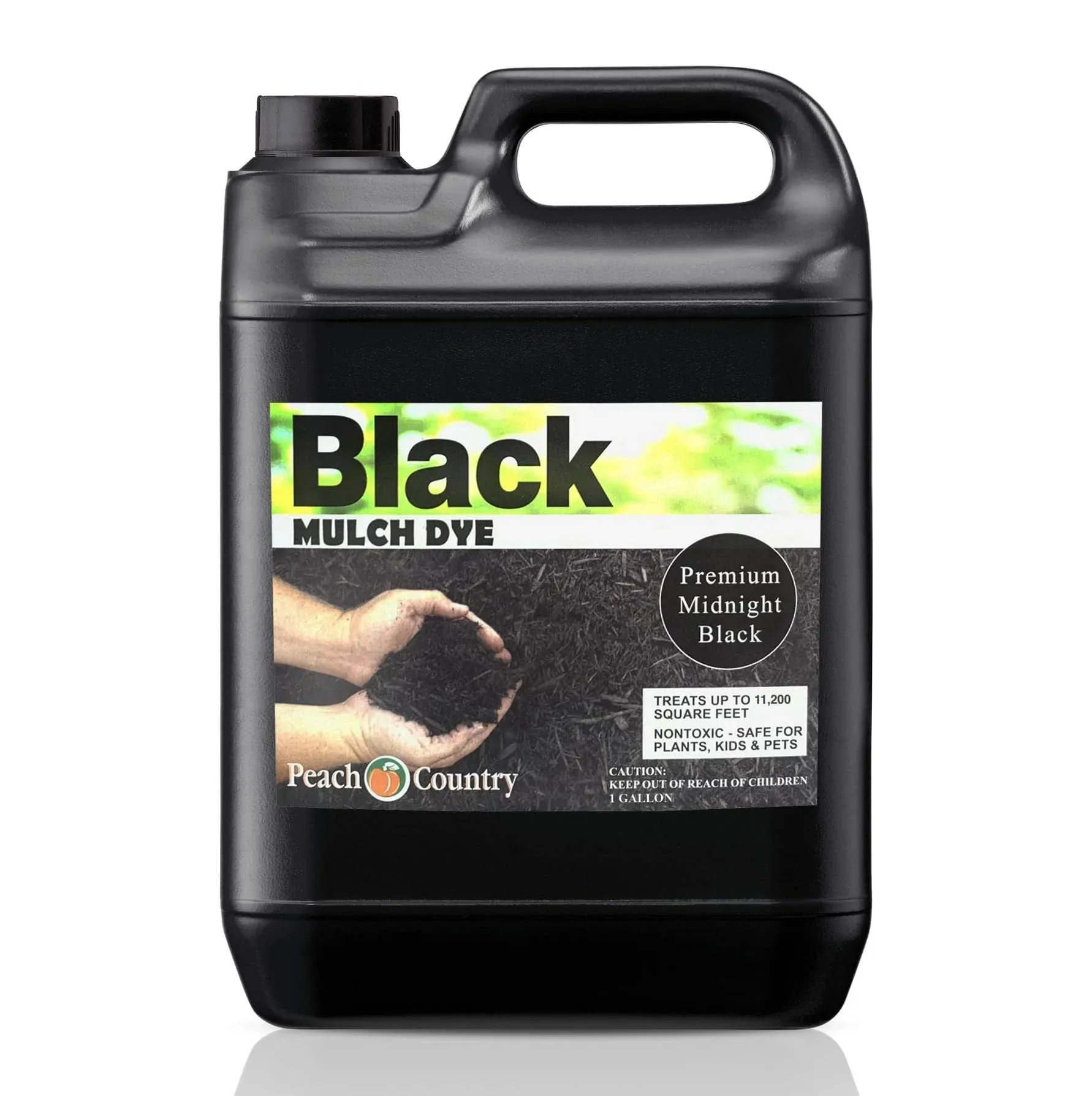 Peach Country Premium Black Mulch Color Concentrate - 11,200 Sq. Ft. - Pure Midnight Black Mulch Dye Spray (1 Gallon, Black)