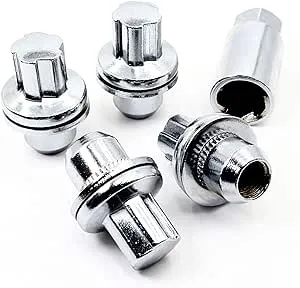 Set of 4 Veritek 14x1.5mm 1.85 Inch Length 0.90 Inch Shank 19mm Key Hex OEM Chrome Mag Seat Wheel Locks for Range Rover Factory Wheels