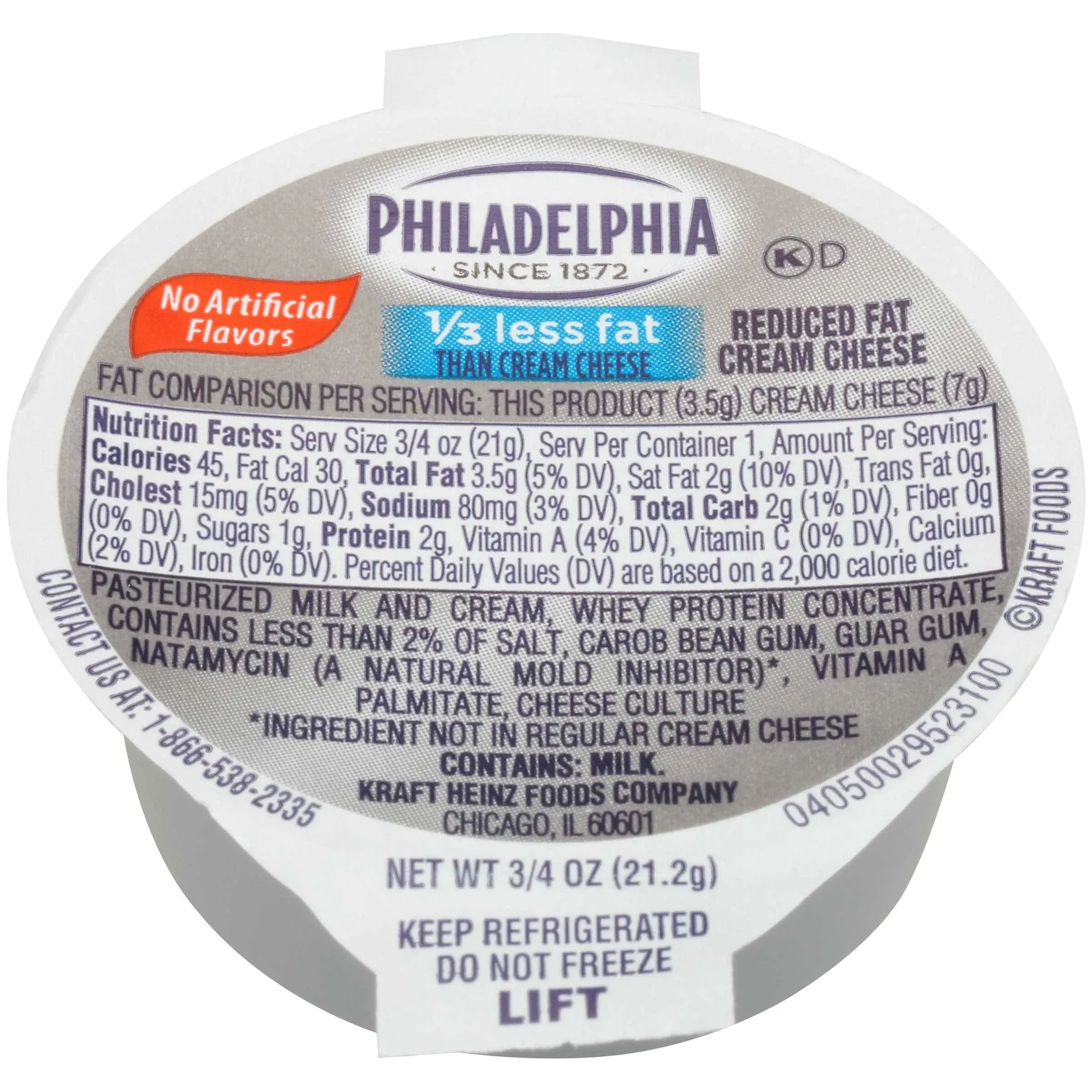 Philadelphia Light Cream Cheese - Cup 3/4 Ounce