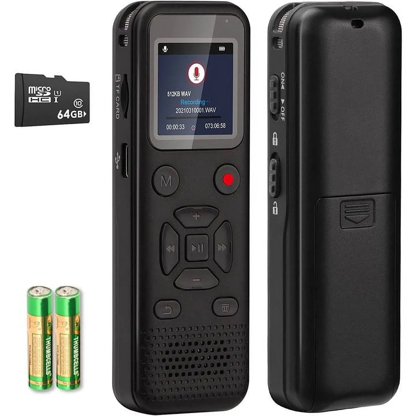 RONY 72GB Digital Voice Activated Recorder: Portable Tape Recorder with Playback Audio Recording Device for Lectures Meetings