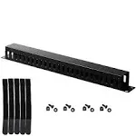 19 Inch 1U Cable Management Horizontal Cable Rack Mount Manager with mounting Screws for Service Rack Cabinet 24 Slot Finger Duct with Cover