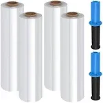 Stretch Warp Film- 4 Pack Heavy Duty Shrink Wrap Roll with Handles 15&#034; x 1000...