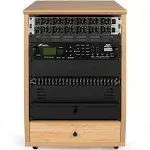 Gator GFW-ELITESTUDIORK12 Elite Series 12U Angled Studio Rack with Locking Casters - Natural Maple Matte