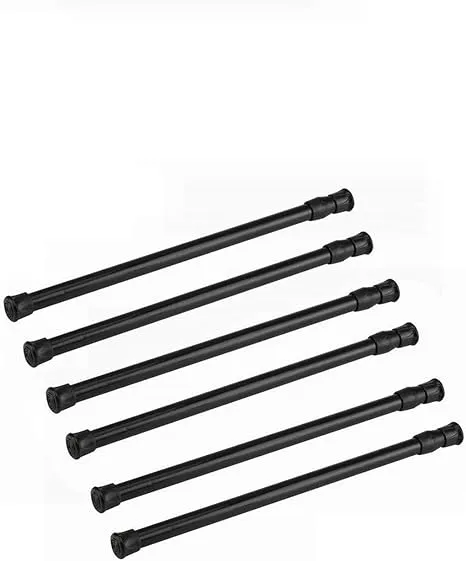 qinsou 6 Pack Tension Rods Adjustable Spring Steel Cupboard Bars Tension Curtain Rod Shower Rod Extendable Width 15728 Inches Black