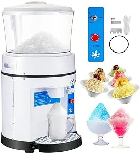 Electric Ice Shaver Crusher with 17.6 LBS Hopper - 1100LBS/H, 350W Tabletop Snow Cone Maker - 320 RPM Rotate Speed - Perfect for Parties, Events, and Snack Bars