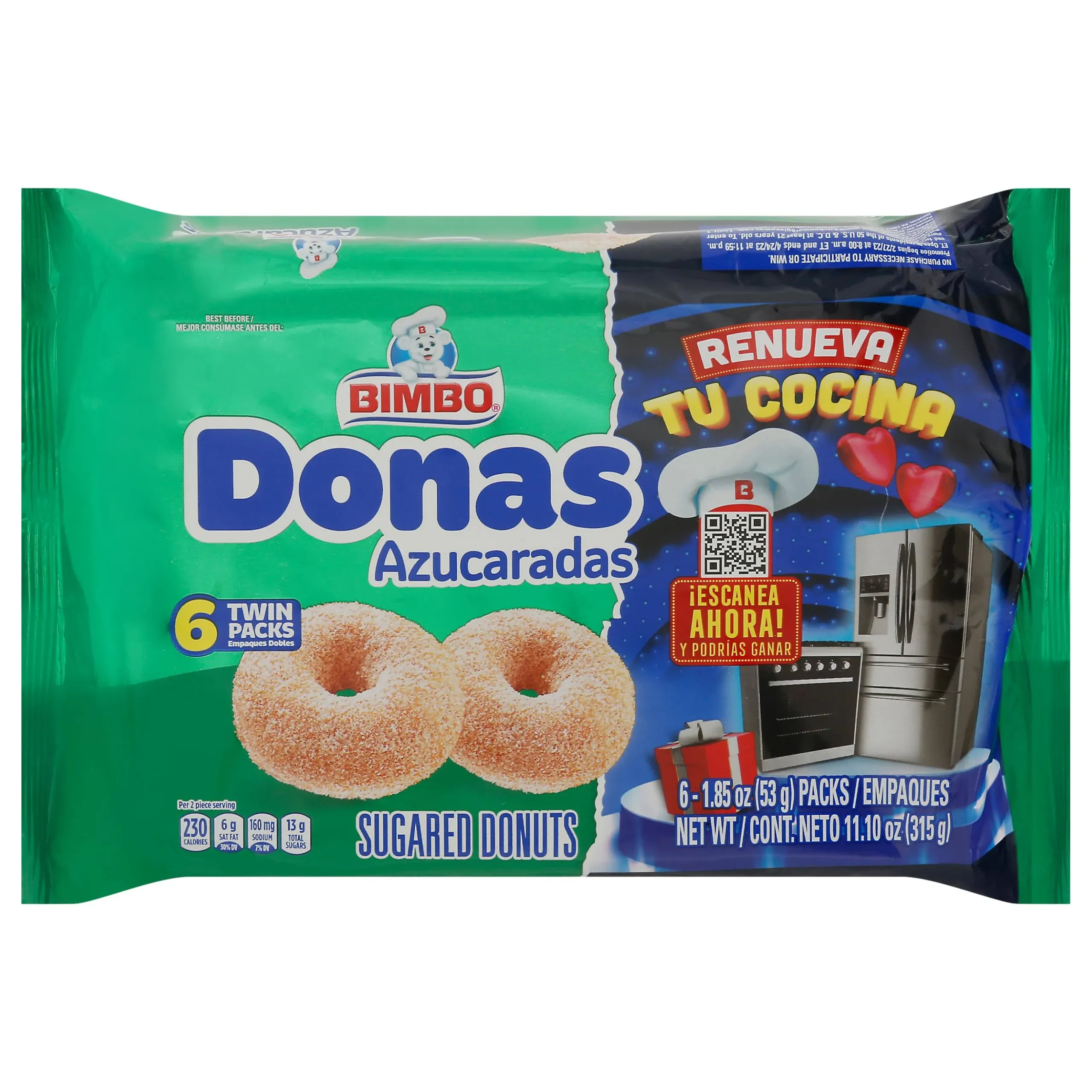 Bimbo Donas Sugared Donuts - 6 count, 11.64 oz pack