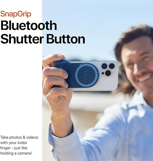 ShiftCam SnapGrip - Mobile Phone Camera Grip with Wireless Shutter Button - Magnetic Mount Snaps on to Any Phone - Built in Powerbank with Qi Wireless Charging - Tabletop Dock | Midnight