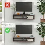 HOMCOM Wall Mounted Media Console Floating Storage Shelf Dark Grey