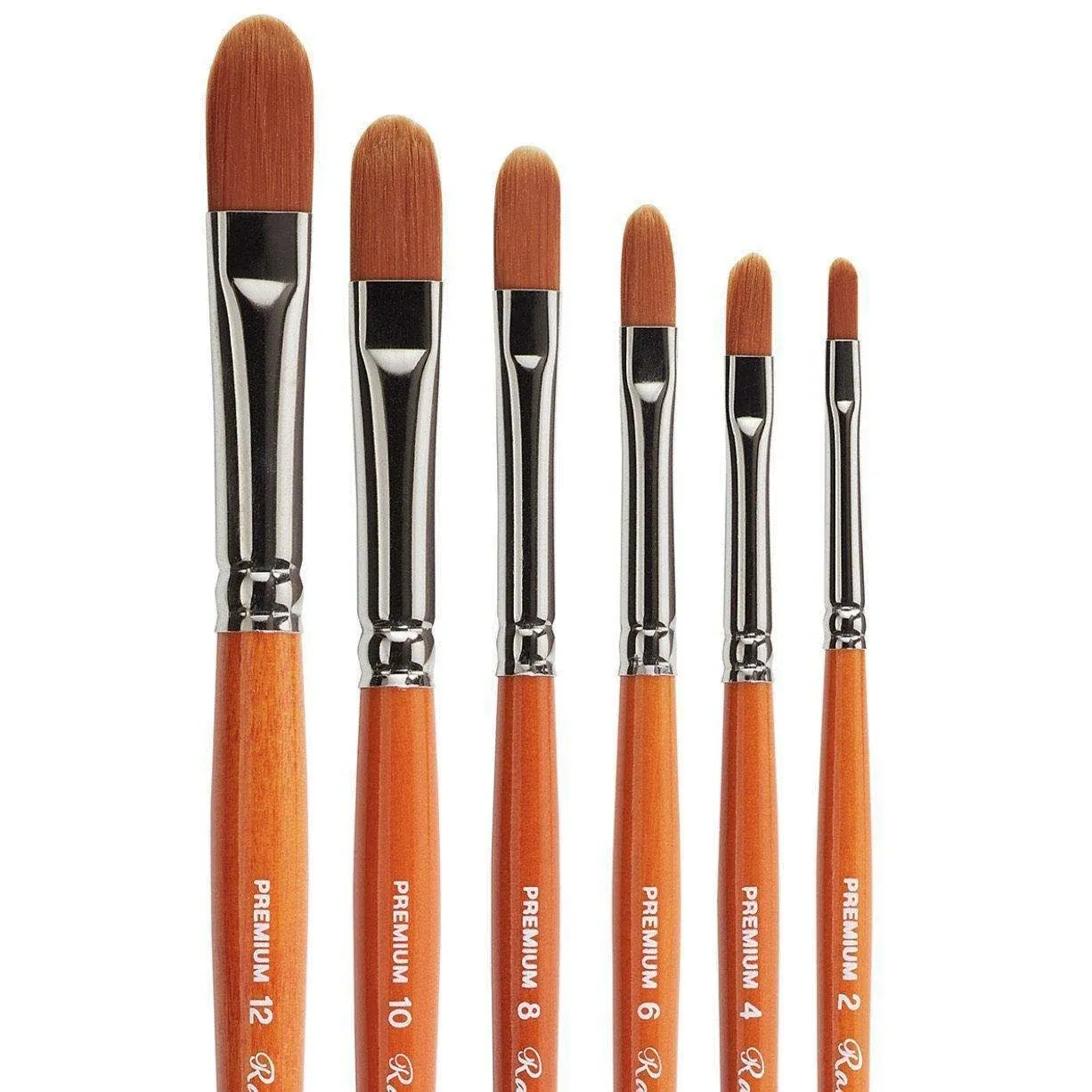 KINGART B-022 Premium 6 pc. Radiant 6500 Series Filbert Artist Brush Set, Synthetic Taklon for Acrylic, Oil Watercolor Paint, Short Handle, 6 Brushes