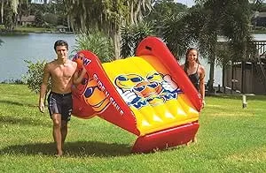 WOW Sports Slide n Smile Inflatable Pool Slide - with Built in Sprayer for Kids & Adults - Portable Pool Slides - Durable Vinyl