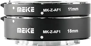 Meike MK-Z-AF1 Metal Auto Focus Macro Extension Tube Adapter Ring (11mm+18mm) Compatible with Z5 Z6 Z7 Z50