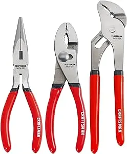 Craftsman Pliers Set, 3 Piece Set, 6 inch Long Nose, 6 inch Slip Joint, 8 inch Groove Joint (CMHT84103R)