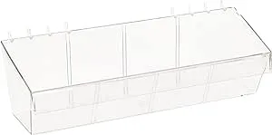 Azar Displays 556114 13" W Acrylic Bin for Pegboard/Slatwall (4 Pack)