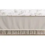 Sweet Jojo Designs Boho Fringe Boy or Girl Baby Nursery Crib Bed Skirt Dust Ruffle - Gender Neutral Beige Tan Taupe Linen Tassel