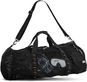 Fitdom 90L Large Mesh Duffle Bag for Scuba Dive or Snorkel Equipment. Best for Water Sports & Beach Activities like Swimming, Diving & Snorkeling. Perfect for Travel, Storage Swim Gym Gears & Balls