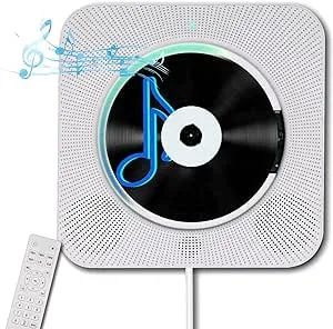 Portable Wall Mounted CD Player with Bluetooth, Homlab Mountable CD Music Player Built-in HiFi Speakers, Home Audio Boombox with Remote Control, FM